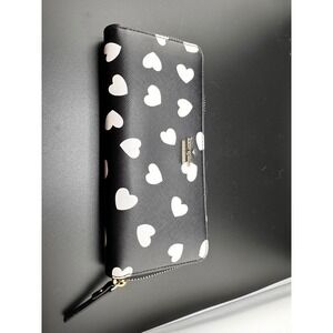 Kate Spade New York Black White Heart Zip Around Wallet Cameron Lindsey Watson